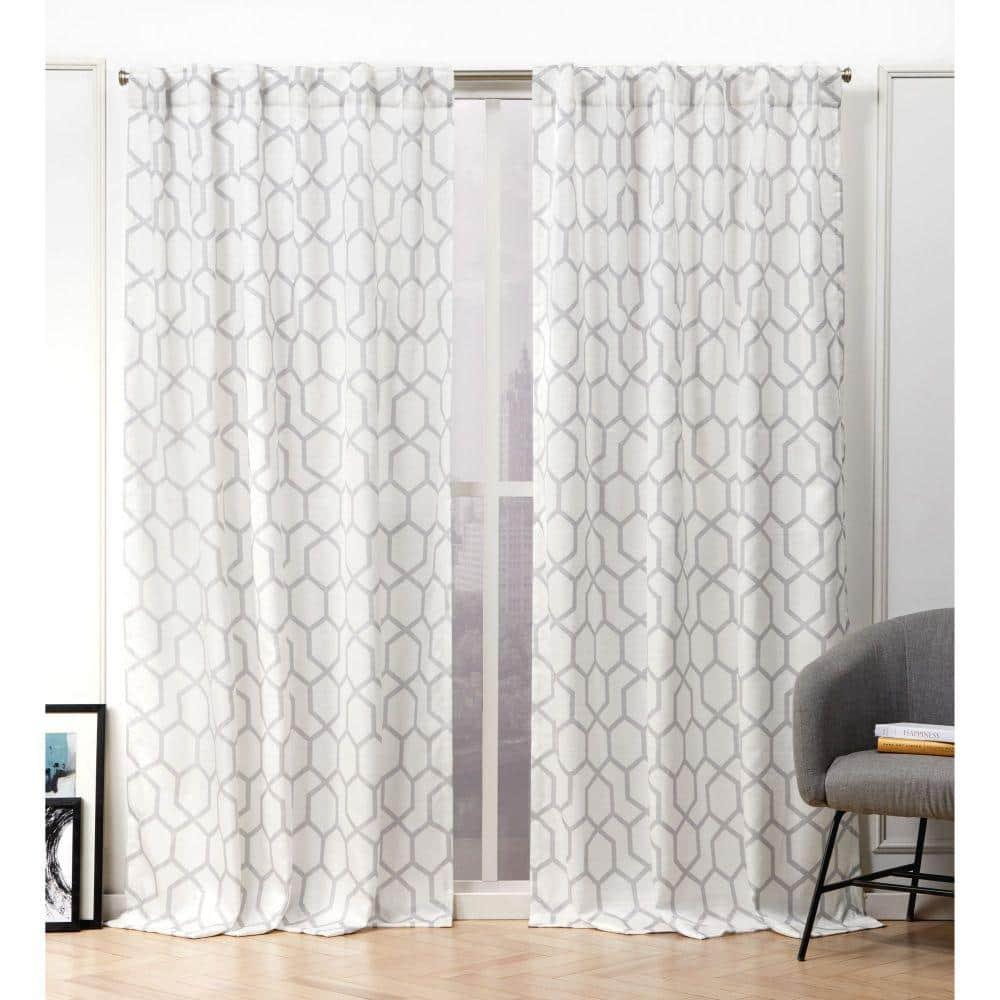 Nicole Miller Nicole Miller Hexa Geometric Print Hidden Tab/Rod Pocket Top Light Filtering Curtain Panel Pair (Set of 2)