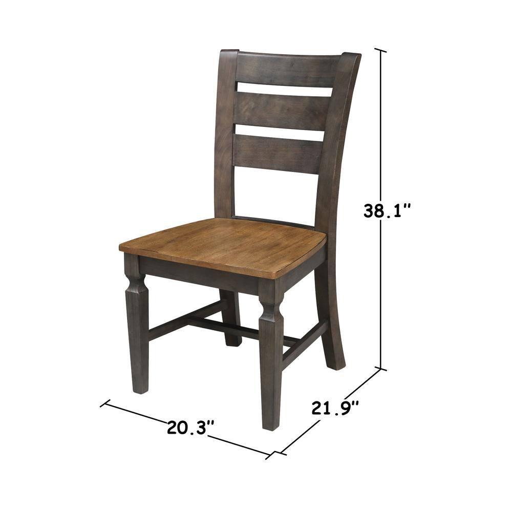 Set of 2 Vista Ladder Back Dining Chairs Hickory Brown - International Concepts: Solid Wood, Armless