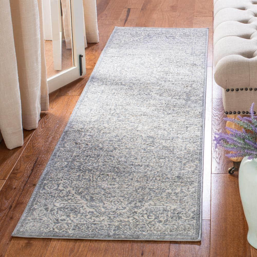 SAFAVIEH Brentwood Adams Oriental Runner Rug, Light Grey/Ivory, 2' x 8'