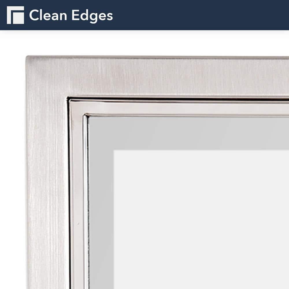 Head West Recessed Medicine Cabinet with Mirror - Brushed Nickel & Chrome Framed Beveled Edge Stainless Steel Bathroom Mirror with Storage - 16" x 26"