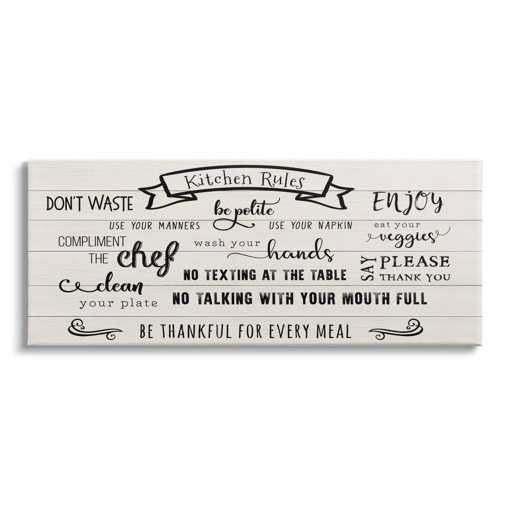 Stupell Indtries Kitchen Rules List Family Happiness Motivational Phrases,24 x 10,Design by CAD Designs