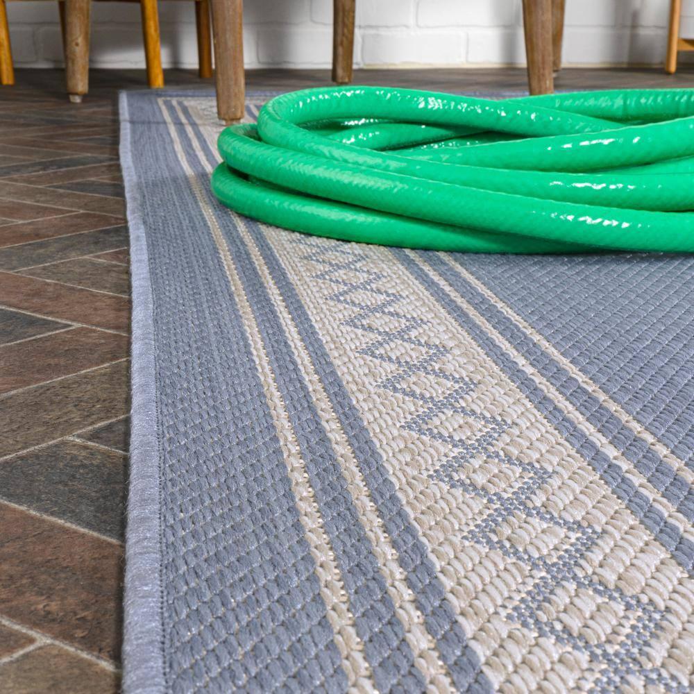 3' x 5' Lucia Classic Diamond Border Indoor/Outdoor Area Rug, Blue/Cream - JONATHAN Y