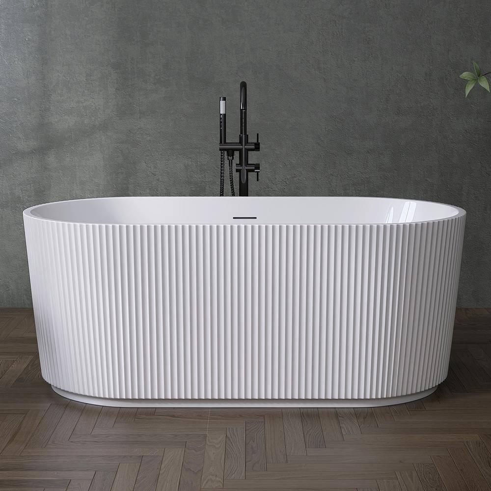 59" X 30" Freestanding Corner Soaking Acrylic Bathtub