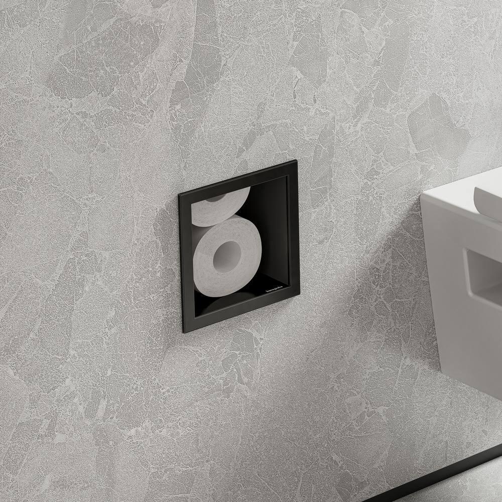 Hansgrohe 56058670 hansgrohe XtraStoris Original Recessed Toilet Paper Holder with Storage & Tileable Door