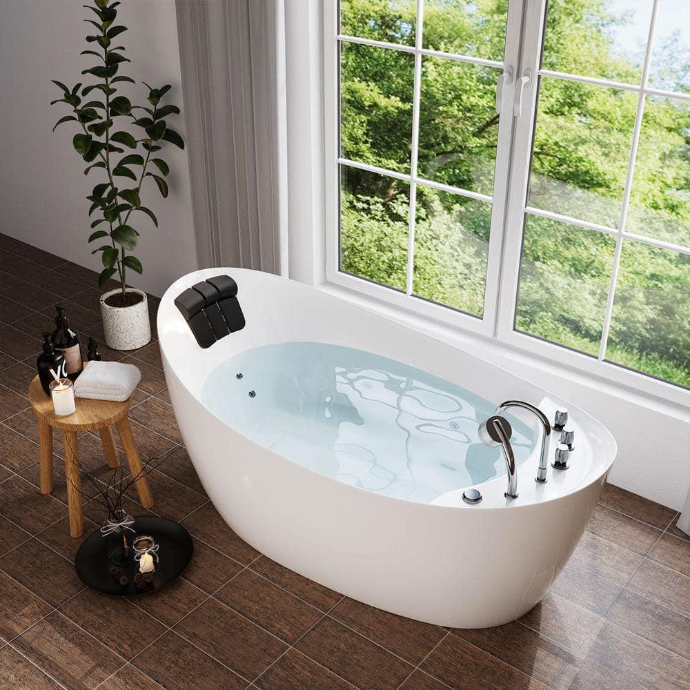 Empava EMP-67AIS02 67'' x 29.5'' Freestanding Whirlpool Plastic / Acrylic Bathtub with Faucet