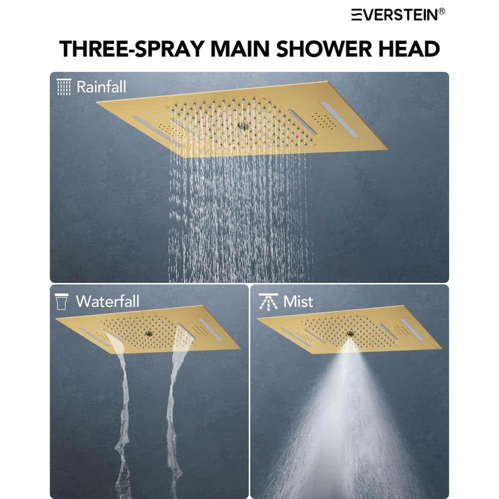 Music Thermostatic Shower System,Dual Showerheads with LED Mood Lighting
