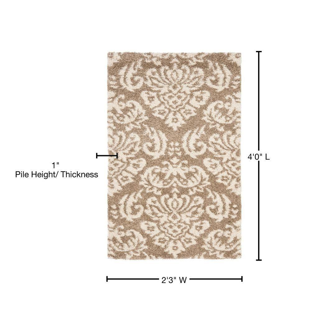 Florida Shag SG460 Power Loomed Indoor Accent Rug - Beige/Cream - 2'3"x4' - Safavieh