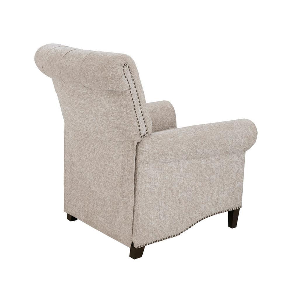 Madison Park Zak Recliner Chair Cream : Polyester Upholstery, Wood Legs, Foam Fill, Spot Clean