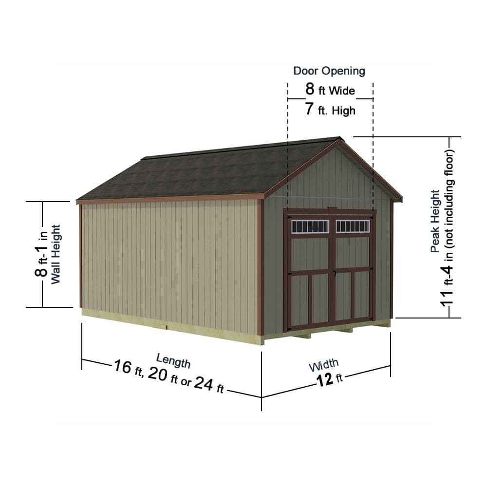 Best Barns Pre Cut Roof Trusses Wood Storage Sheds, 136.00 x 192.00 x 144.00 inches
