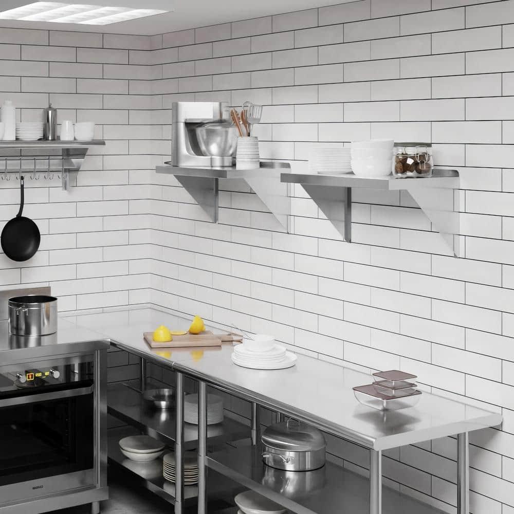 AmGood 12 in. x 72 in. Stainless Steel Wall Shelf | NSF Certified | Appliance & Equipment Metal Shelving | Kitchen, Restaurant, Garage, Laundry, Utility Room