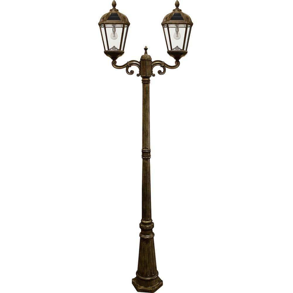 Gama Sonic Royal Brown 2-Light 89" H 300 Lumen Solar Powered Lamp Post (Full)