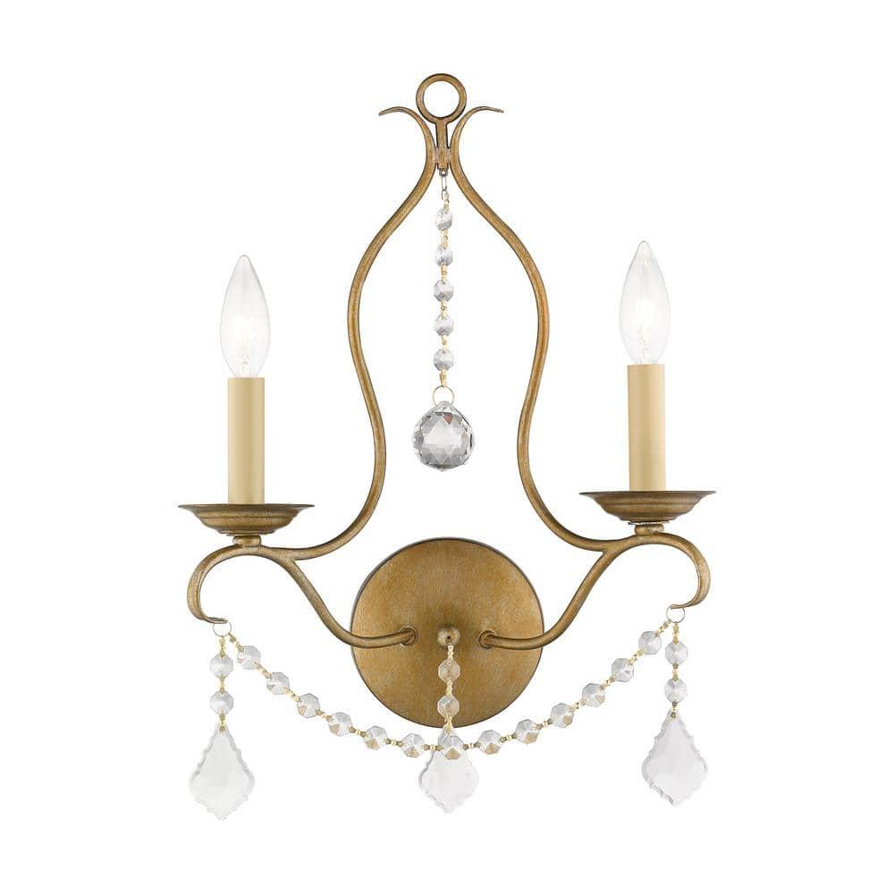 Livex Lighting Chesterfield 2 - Light Wall Light in  Antique Gold Leaf