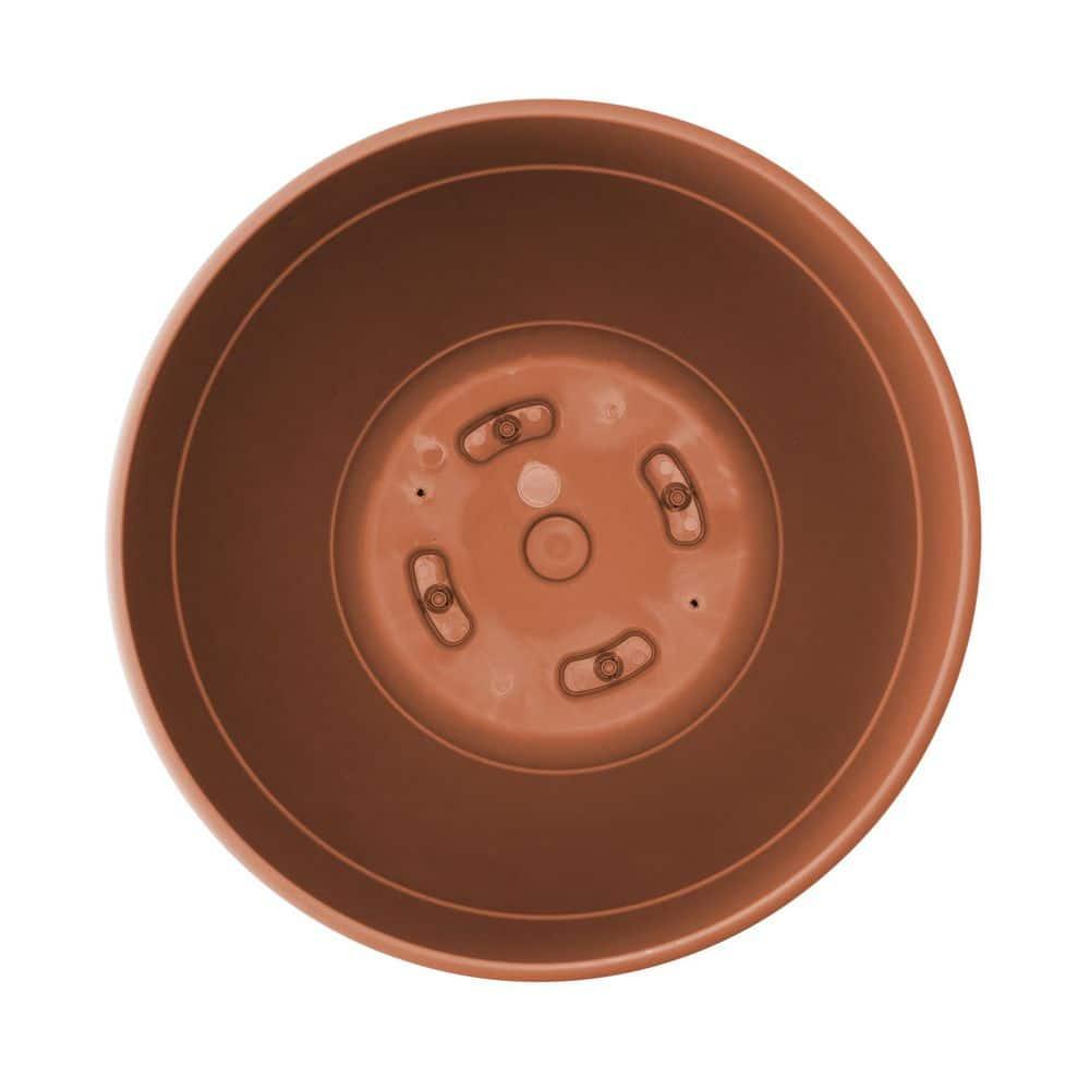 Bloem Dayton Planter With Saucer: 12" - Terra Cotta - 100% Recycled Plastic Pot, Removable Saucer, Elevated Feet, For Indoor and Outdoor Use, Gardening, 3 Gallon Capacity