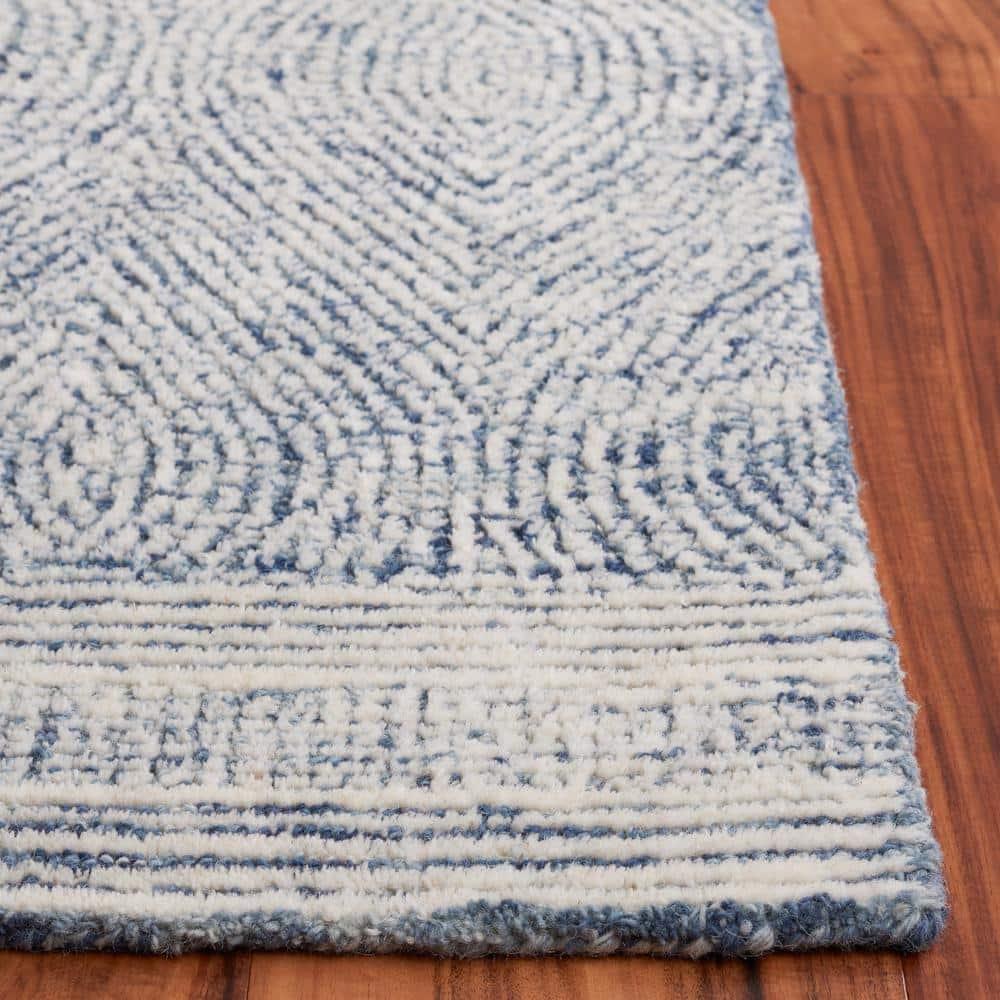 SAFAVIEH Abstract Caelestinus Ogee Wool Area Rug, Ivory/Navy, 5' x 8'