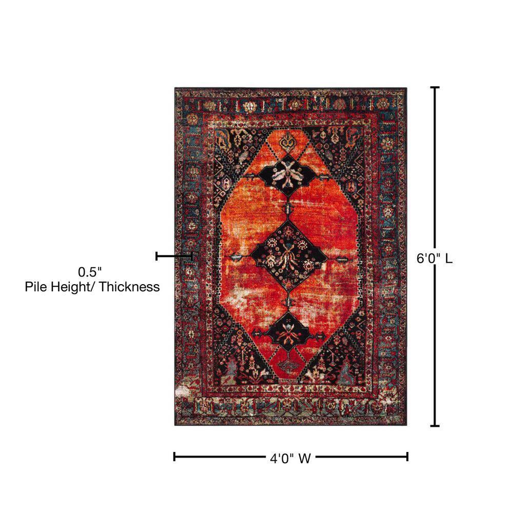 Vintage Hamadan VTH217 Power Loomed Indoor Area Rug - Orange/Multi - 4'x6' - Safavieh
