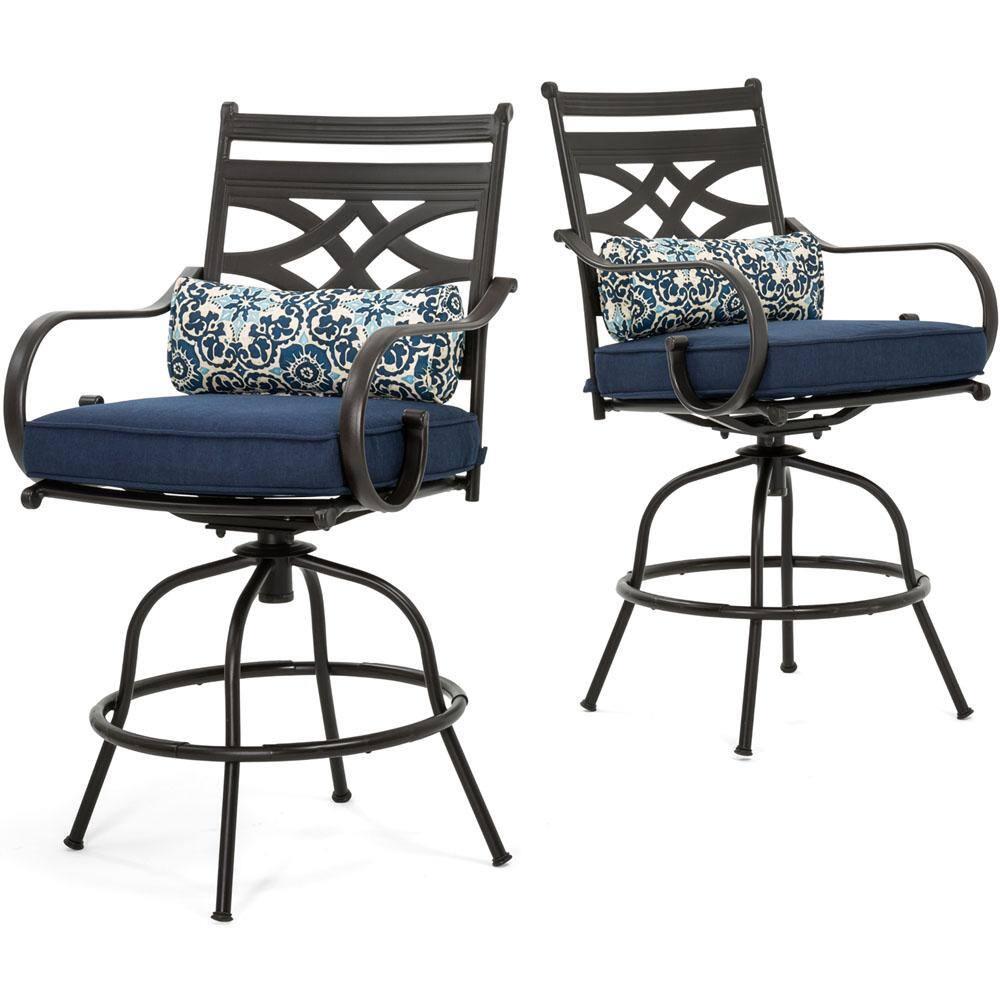 Hanover Montclair 3 Pcs Steel Outdoor High-Dining Set, Navy Blue