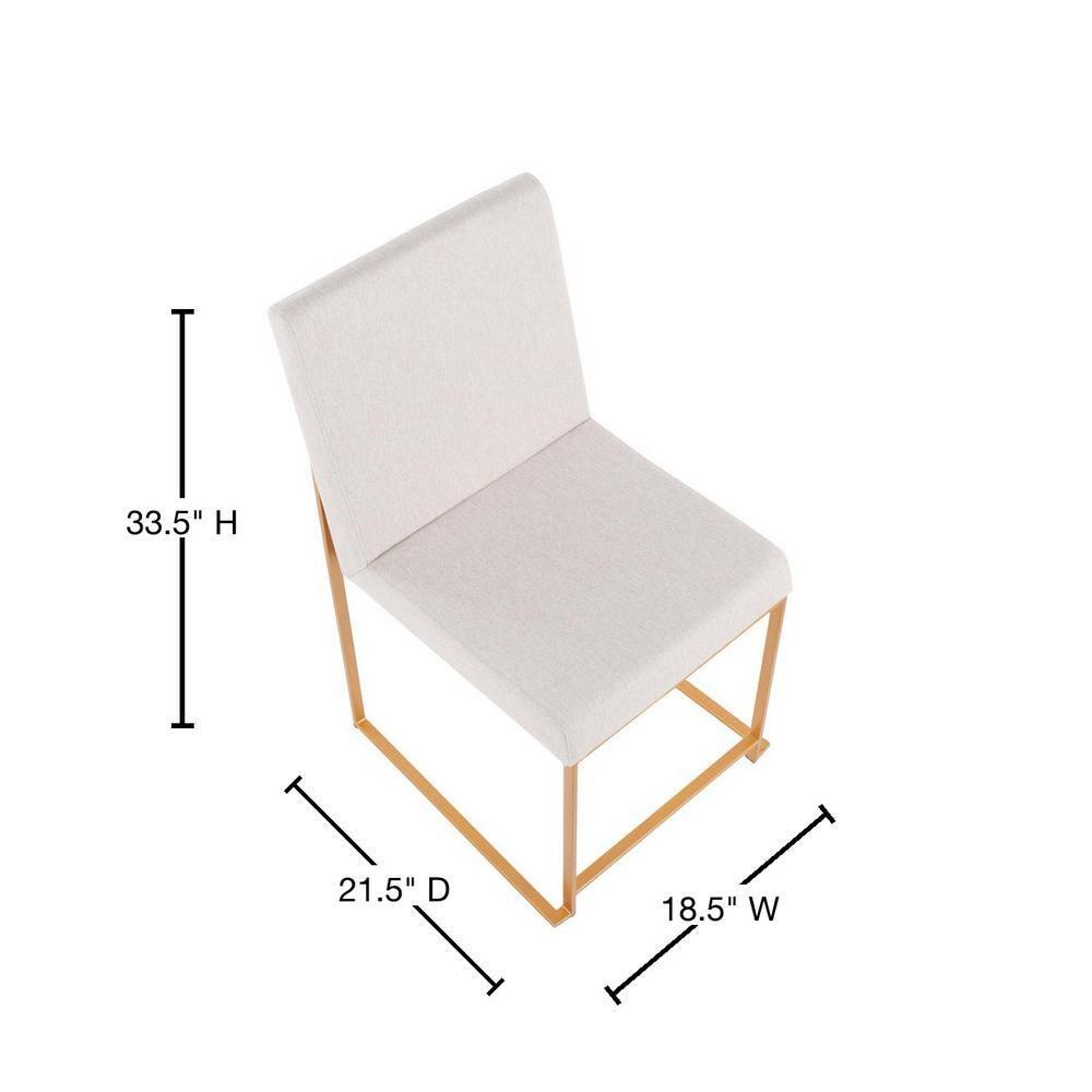Set of 2 Highback Fuji Dining Chairs: Upholstered, Padded, Metal Frame - LumiSource