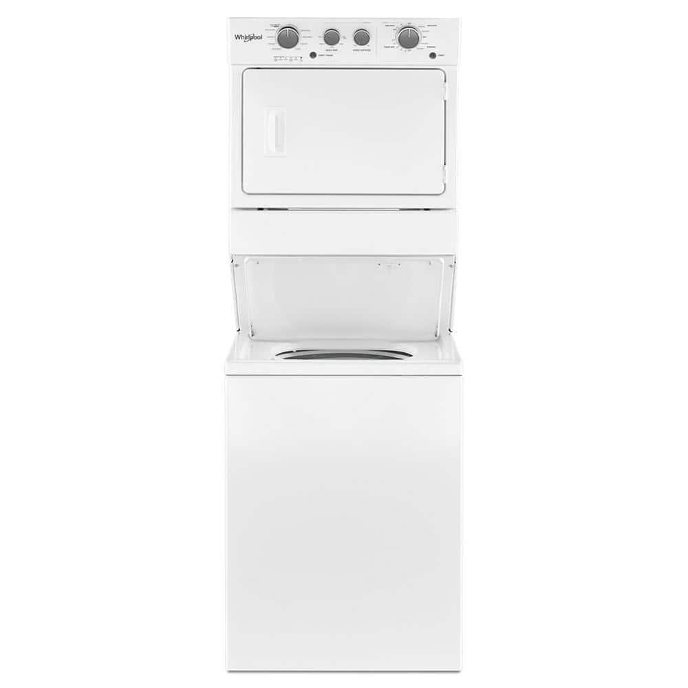 Whirlpool® WET4027HW -3.5 Cu. ft Electric Stacked Laundry Center 9 Wash cycles and Auto Dry™ - Depth: 28 3/8” - Height: 40 1/2” - Width: 29” - HE Soap Certified - Xpert System