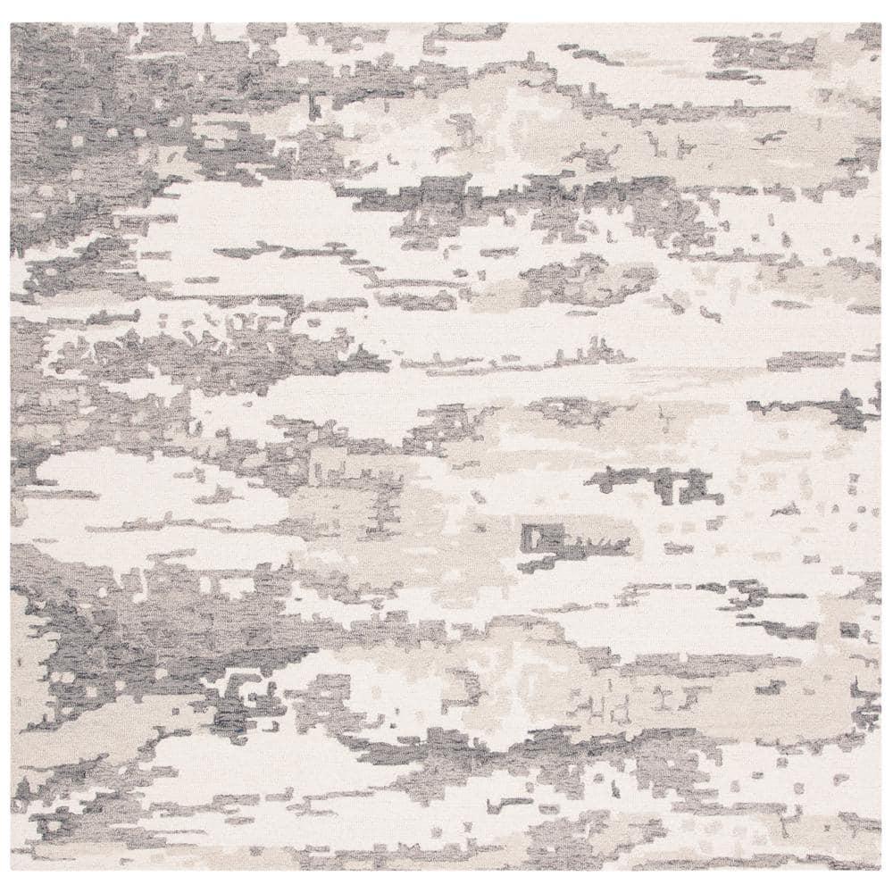 Abstract ABT465 Handmade Indoor Area Rug - Charcoal/Ivory - 6'x6' - Safavieh