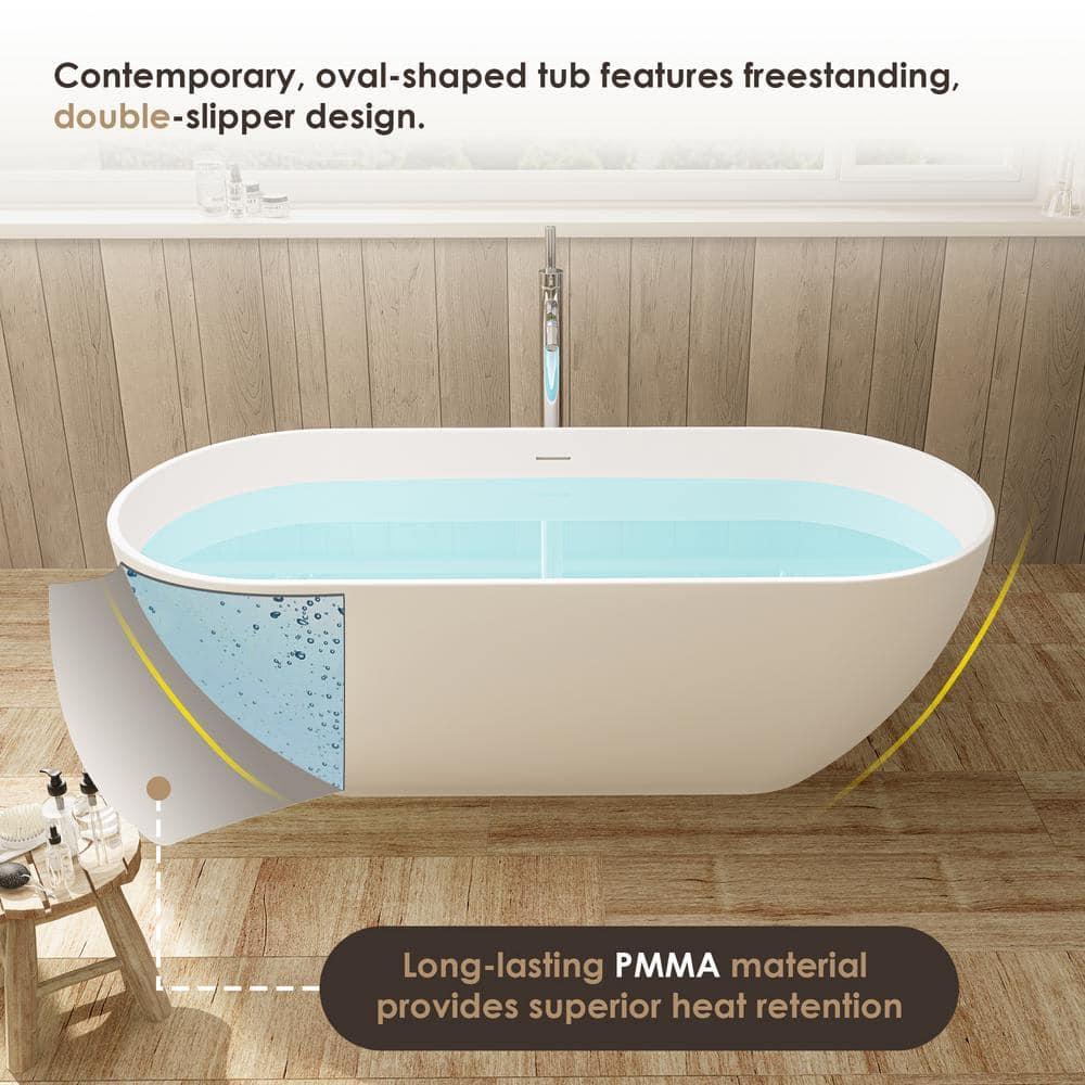 Ryder 59.1'' x 29.5'' Freestanding Soaking Stone Rein Bathtub