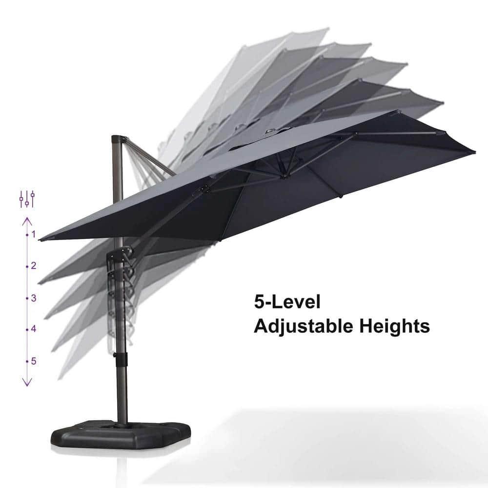 PURPLE LEAF 8 Feet Patio Umbrella Outdoor Cantilever Square Umbrella Aluminum Offset Umbrella with 360-degree Rotation for Garden Deck Pool Patio, Light Grey