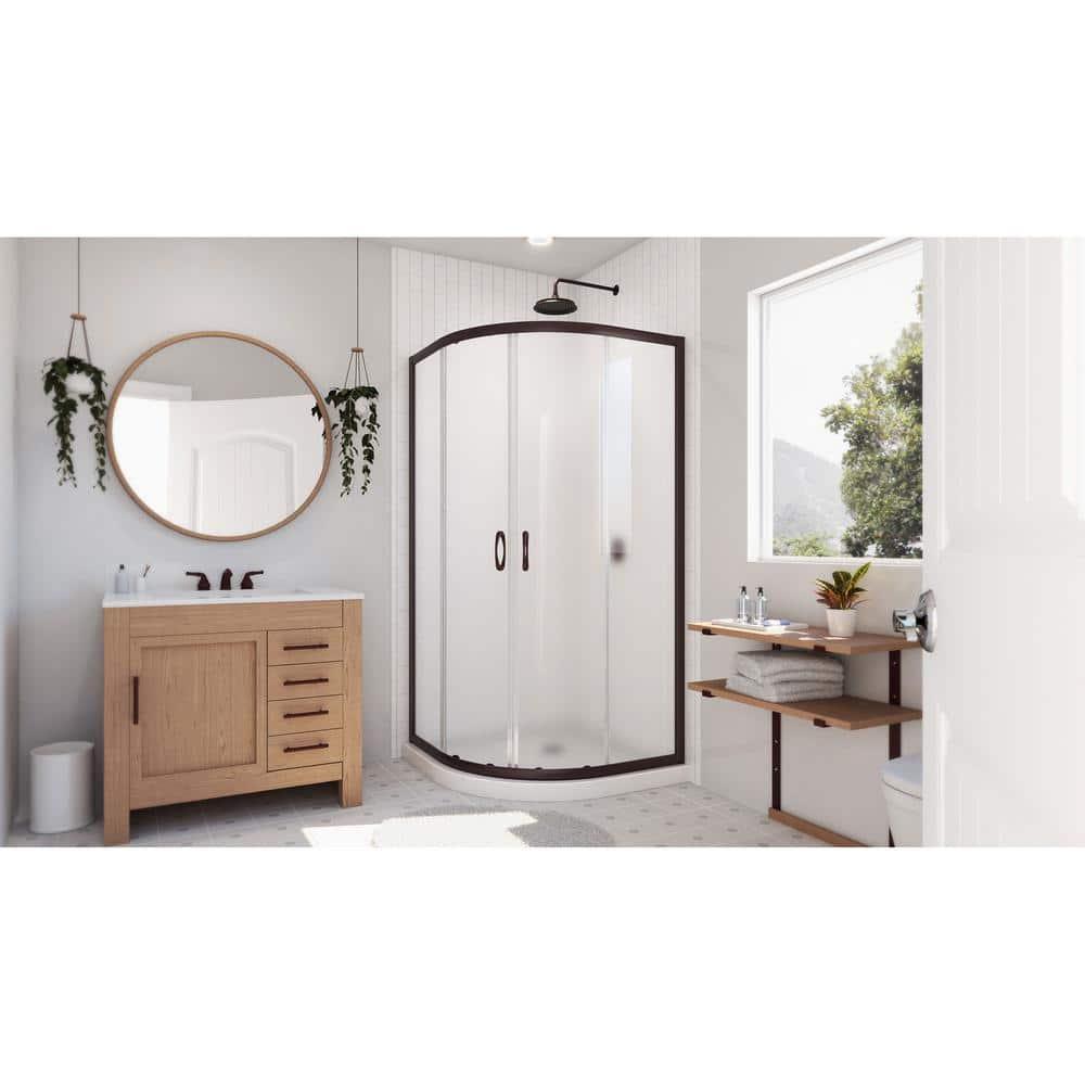 DreamLine Prime 33" W x 33" D x 74.75" H Semi-Frameless Sliding Shower Enclosure with Base Included DL-6701-06FR