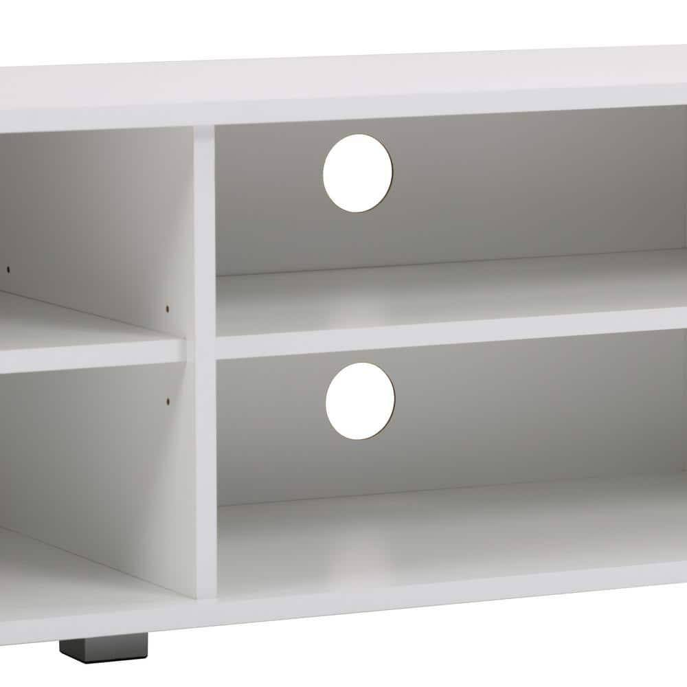 Hollywood TV Stand for TVs up to 85" White - CorLiving: Modern Laminate Console with Open Shelves
