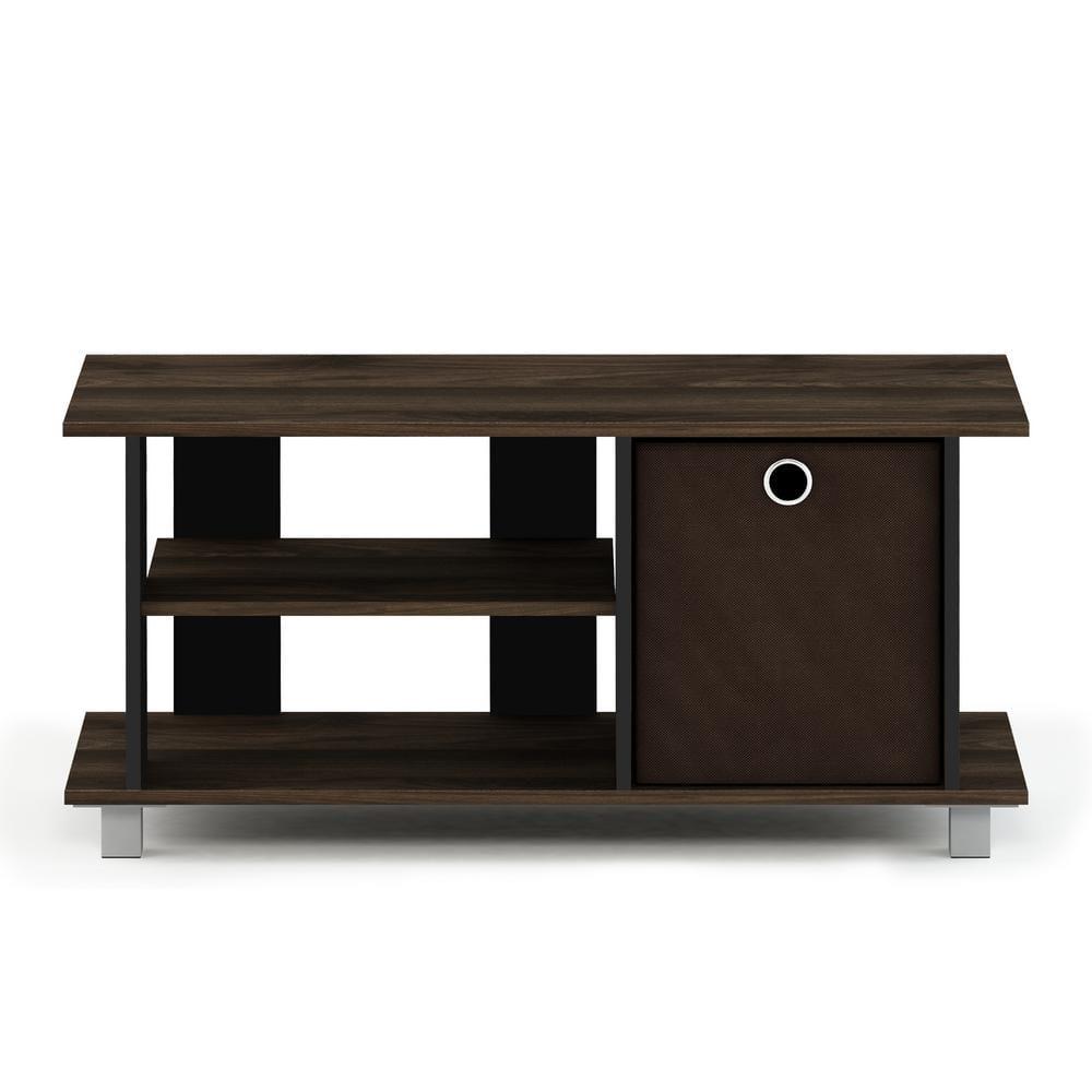 Columbia Walnut and Dark Brown MDF TV Stand with Storage Bin
