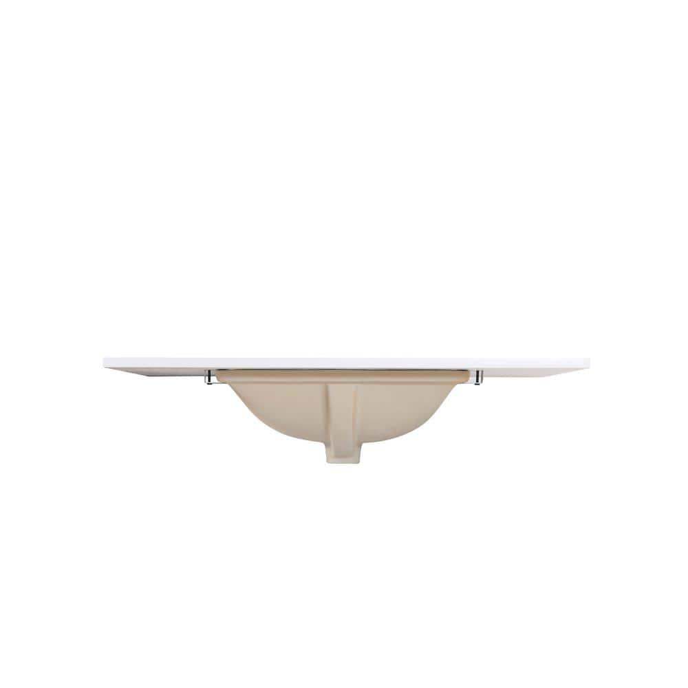Viterbo 37" Single Bathroom Vanity Top in High Gloss White Stone Finish with Sink
