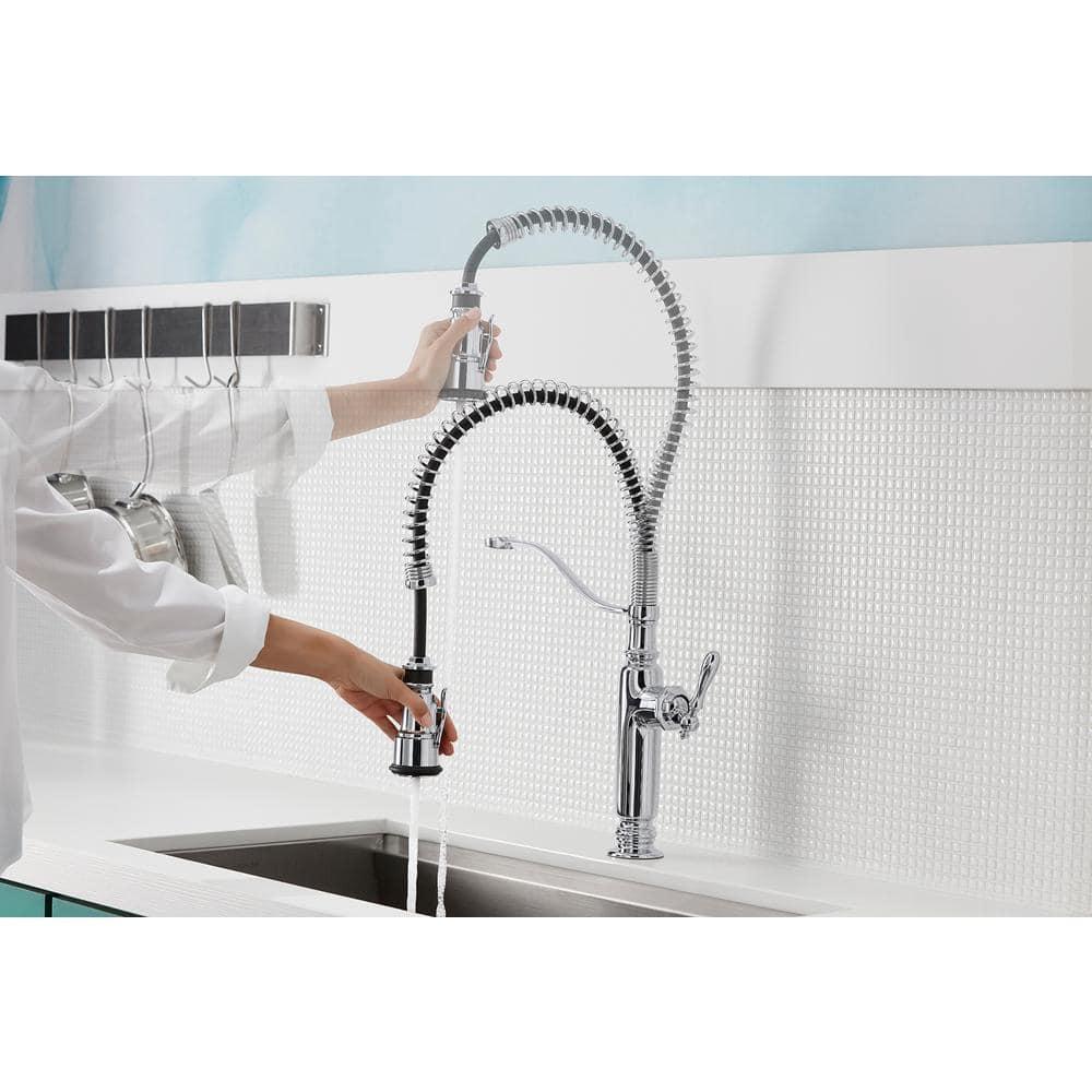 Kohler Tournant® Single Handle Semi-Professional Pre-Rinse Kitchen Faucet with Three-Function Pull Down Sprayer