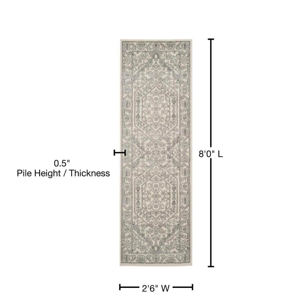 Adirondack ADR108 Power Loomed Runner Rug  Ivory / Silver 2'-6" X 8' - Safavieh.