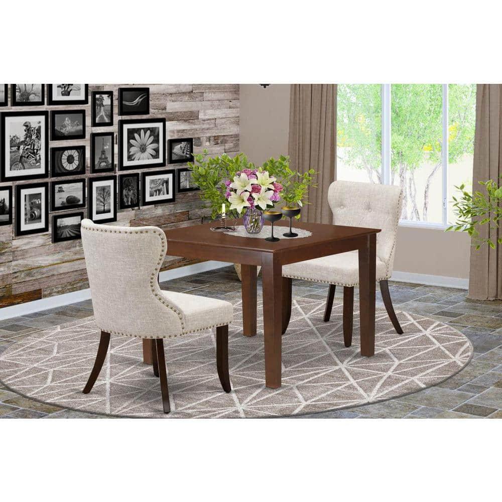 Oxford Dining Room Table Set - Mahogany & Doeskin, Set of 2