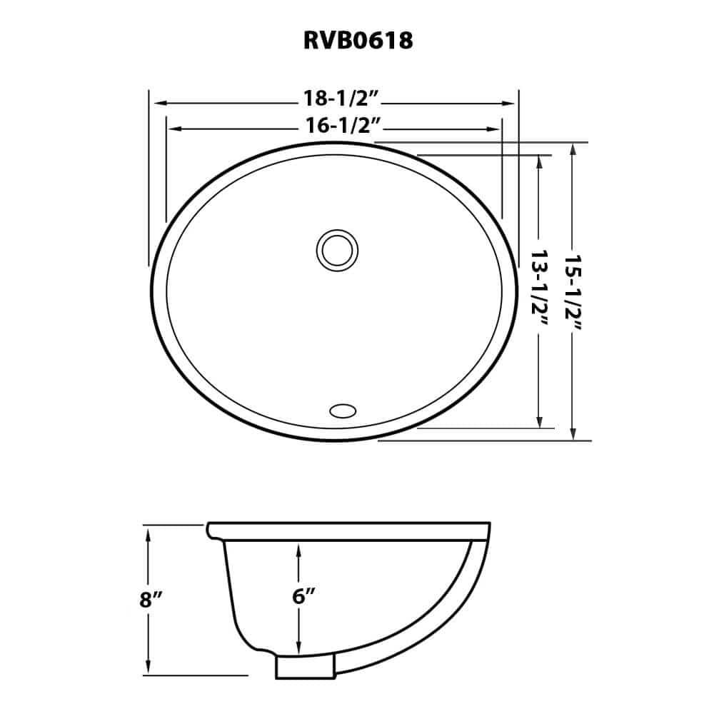 Ruvati 16 x 13 inch Undermount Bathroom Sink Oval Porcelain Ceramic with Overflow