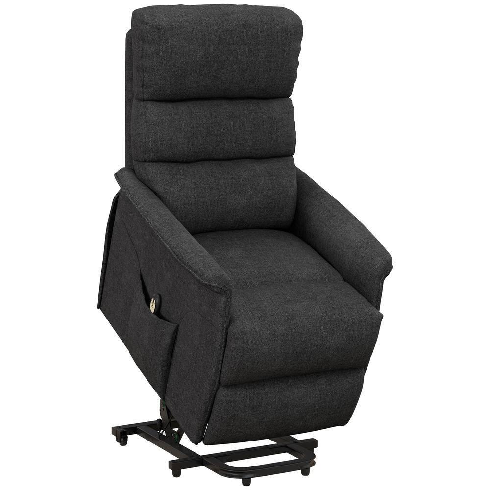 HOMCOM Electric Power Lift Recliner Chair for the Elderly, Fabric Lift Chair with Remote Control, Side Pockets for Living Room, Black