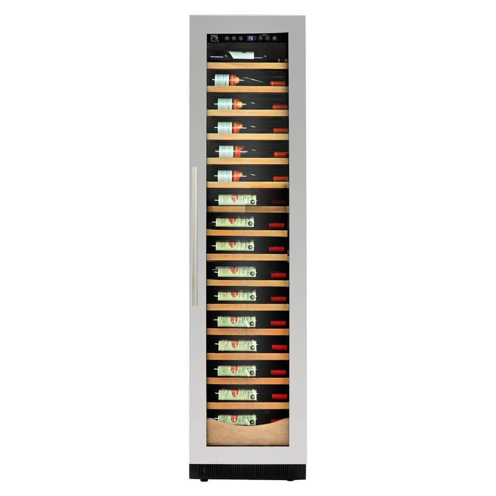 Elite Compressor 112 Bottle Wine Cellar Cooling Unit in Blackand Silver, Built-In/Freestanding with Reversible Door