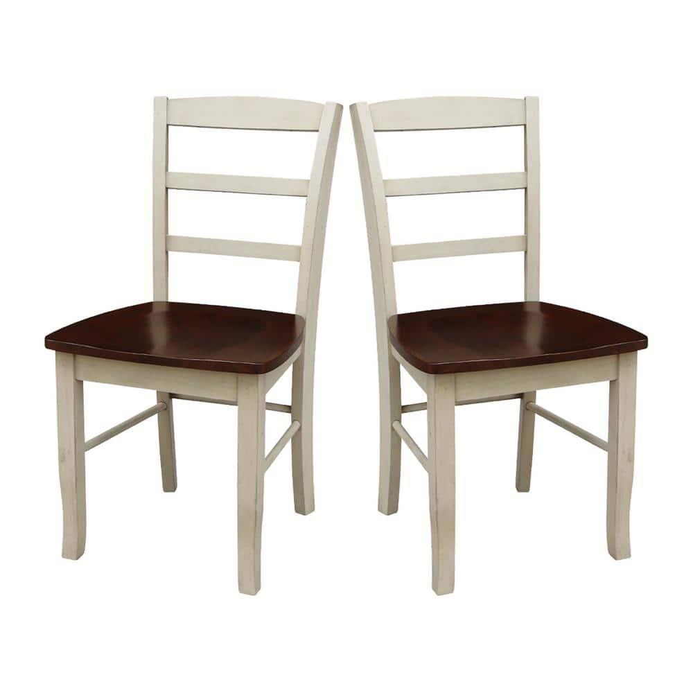 Set of 2 Madrid Ladderback Chairs Antiqued Almond/Espresso - International Concepts: Solid Wood, Unupholstered, Spot Clean