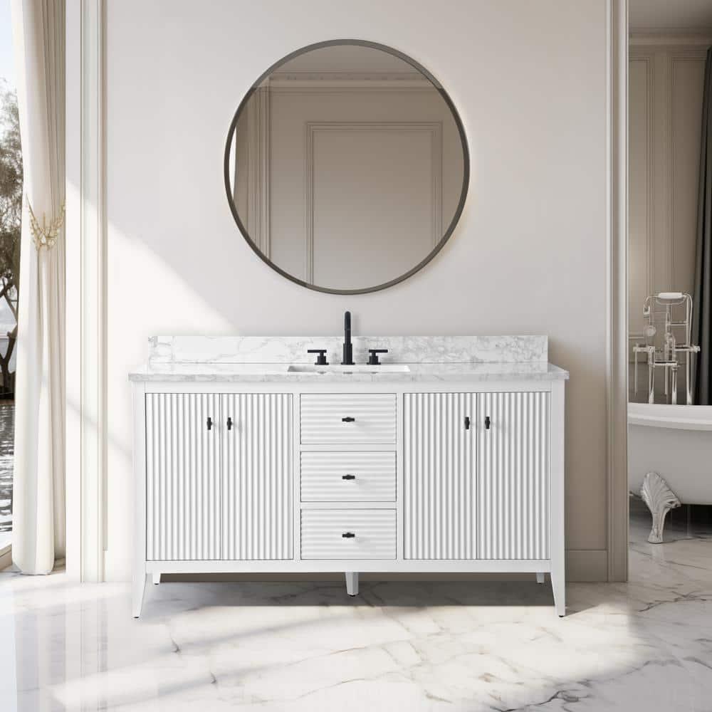 60'' Single Bathroom Vanity with Engineered Marble Top