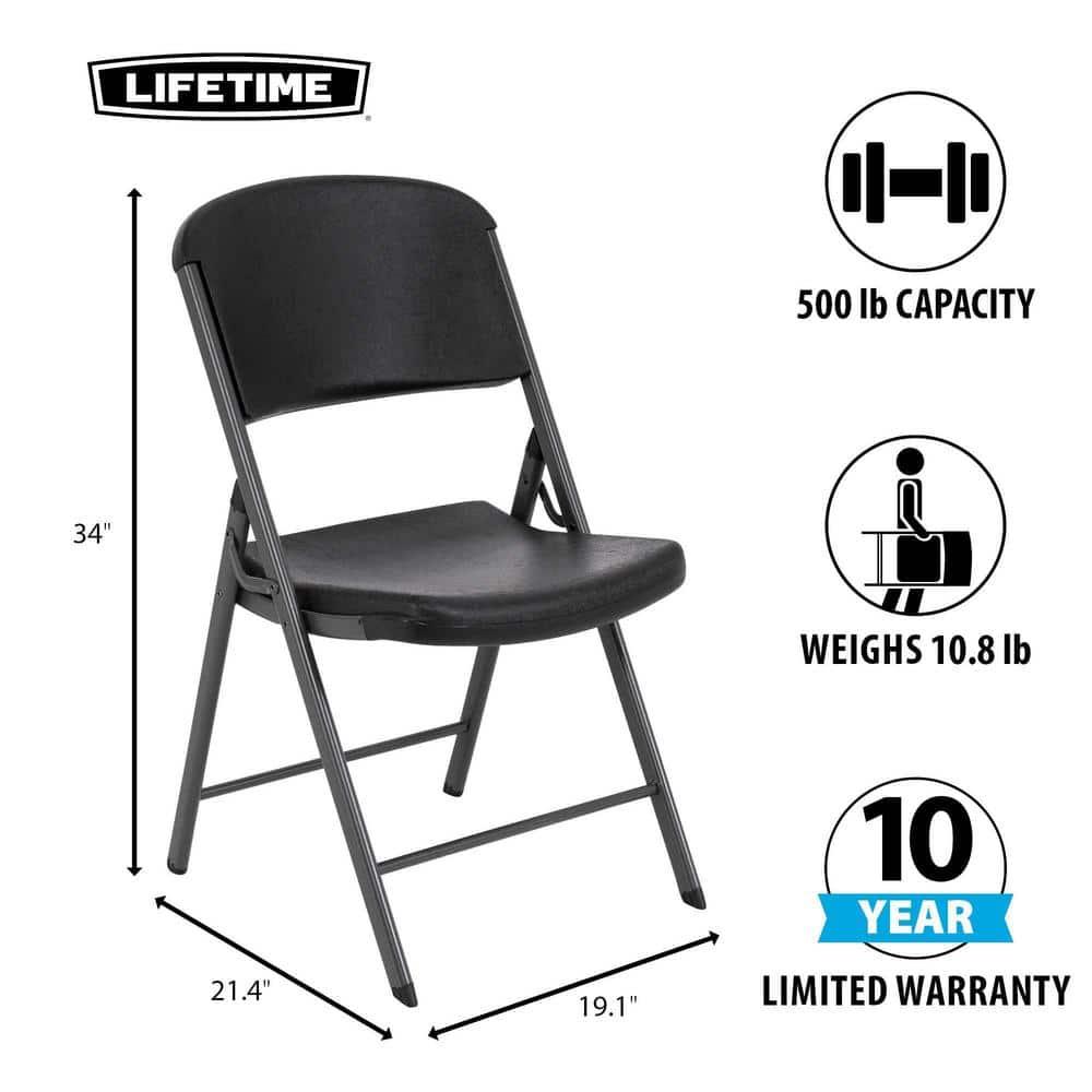 Lifetime Folding Chair, Indoor/Outdoor Commercial, Adult, Black, 4 Pack (80187)