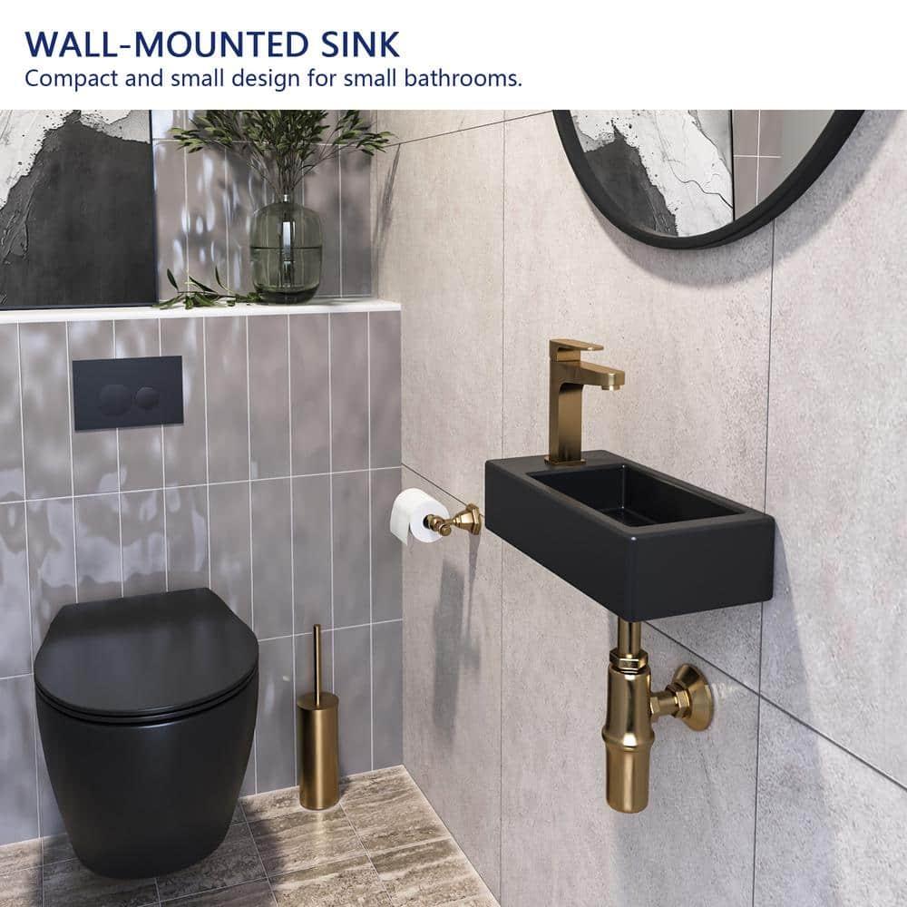 Liberty 14.57'' x 7'' Vitreous China Rectangular Wall Mount Bathroom Sink with Left Faucet Hole for Small Space