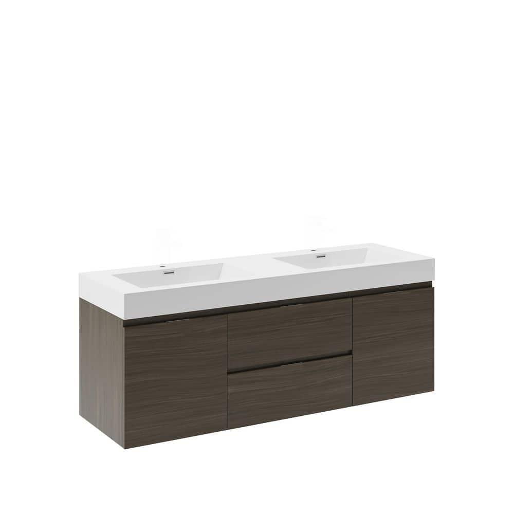 Fresca Valencia 60" Wall Mount Double Sink Bathroom Vanity with Top and Sinks (Faucets Not Included)