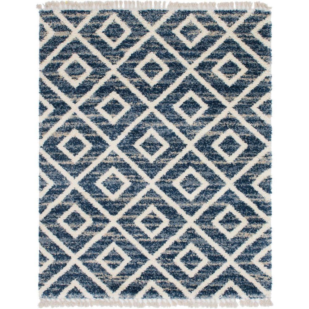 Hygge Shag Diamond Blue 8 ft. x 10 ft. Area Rug