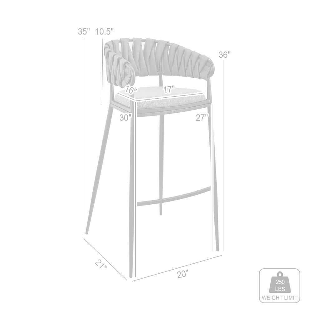 Vigona Counter Stool in Black Metal with Grey Fabric and Faux Leather