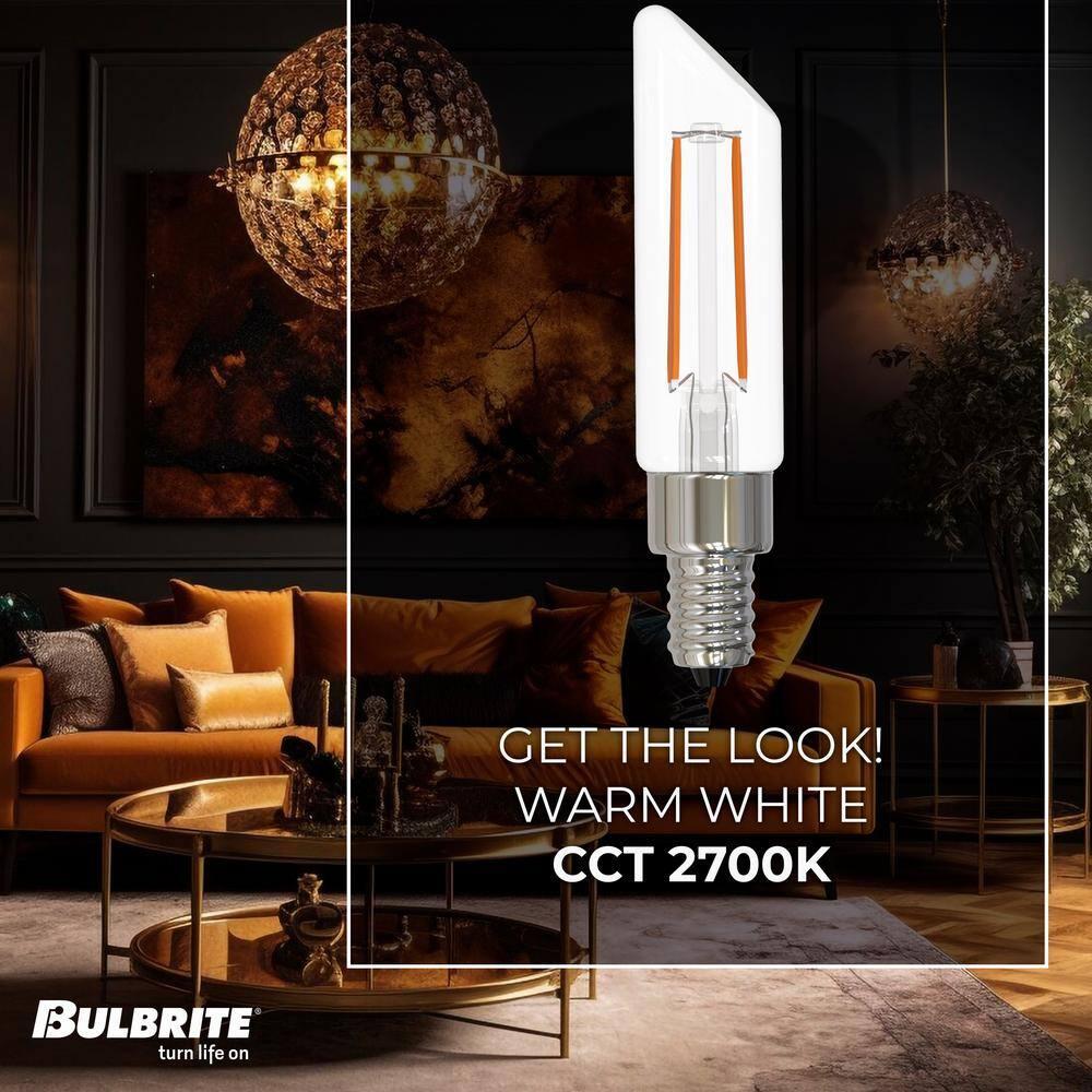 LED Filament Pack of (4) 4.5 Watt Dimmable T6SL Light Bulbs with Candelabra (E12) Base