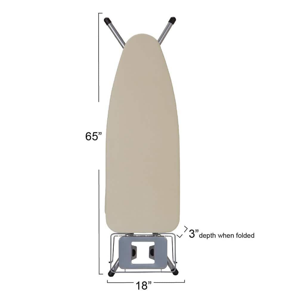 Household Essentials Wide Mega Ironing Board 4-Leg, Steel Top Pressing Station, Heat-Resistant Fiber Pad and Cotton Cover, Includes Sleeve Board and Iron Rest with Hanger Bar, Silver Frame