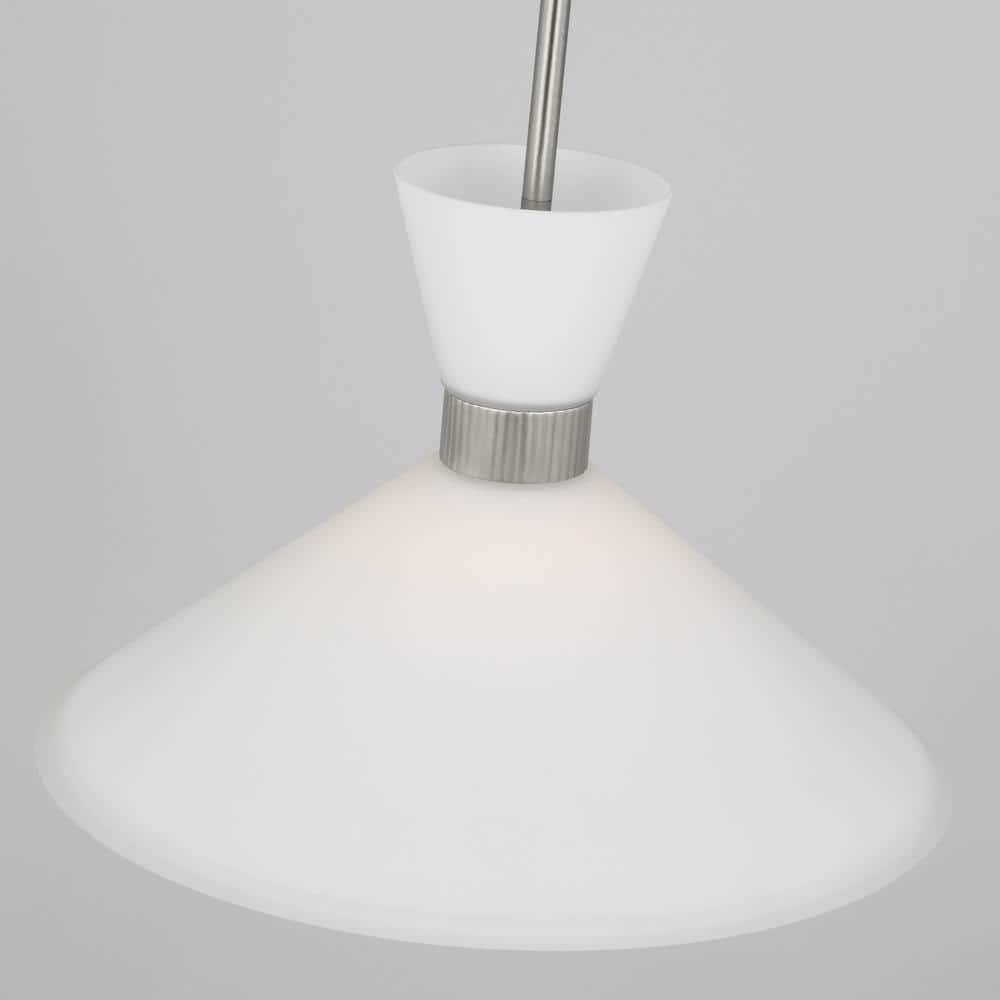 Belcarra Brushed Steel Pendant Light with Etched White Glass Shade