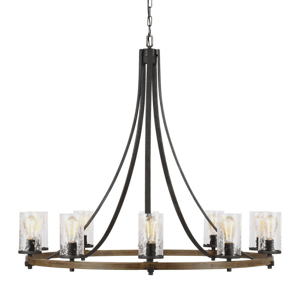 Steffens Iron & Textured Glass Chandelier (24"-48")