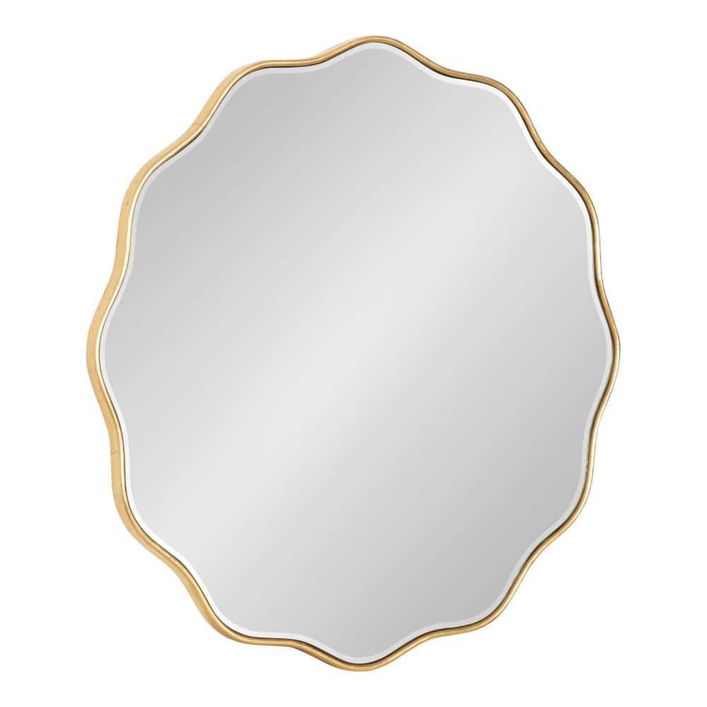 Kate & Laurel All Things Decor 26"x26" Viona Round Scalloped Mirror Gold: Modern Style, No Assembly, Wall Mounted