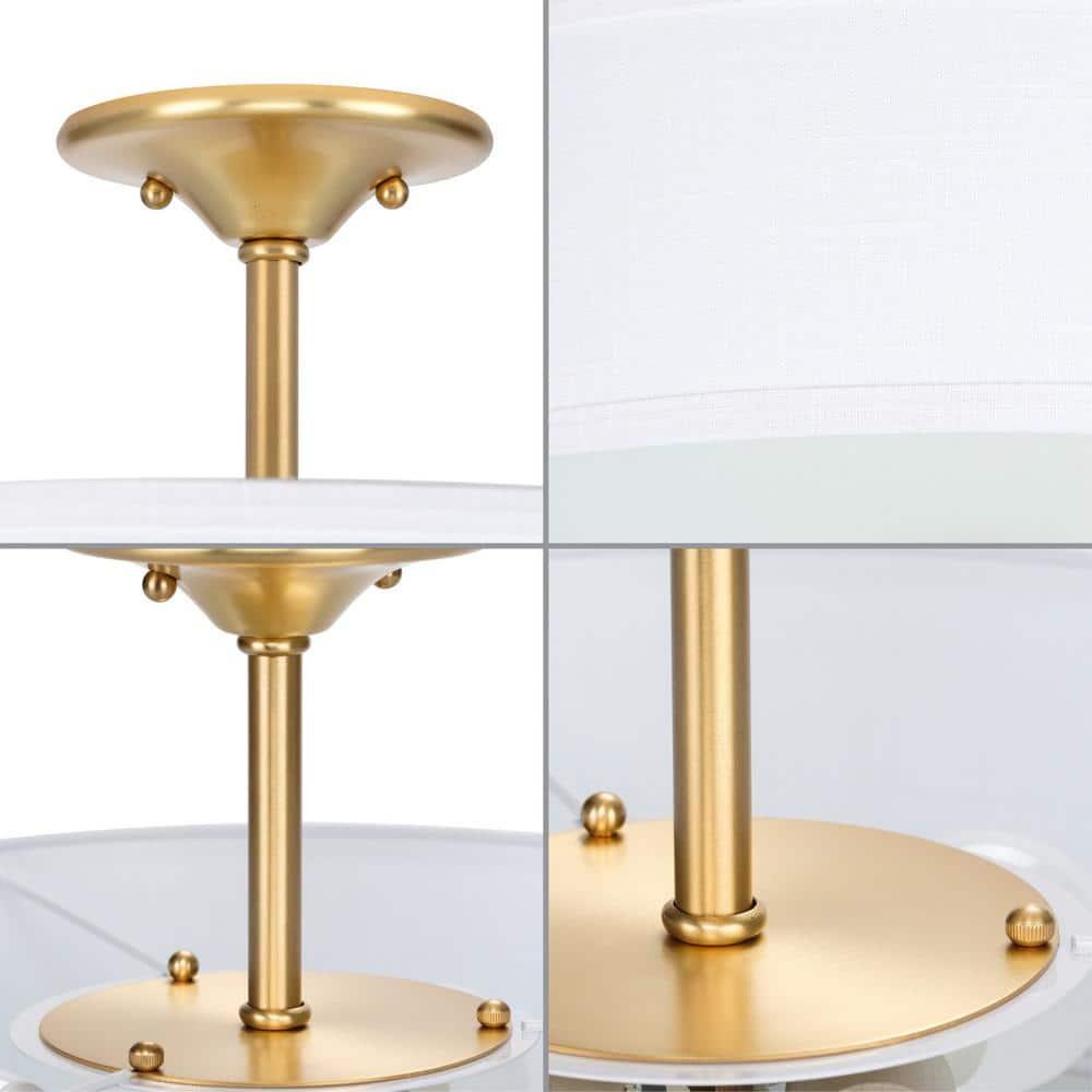 Progress Lighting, Inspire Collection, 3-Light Semi-Flush Mount, Satin Brass, Summer Linen Shade