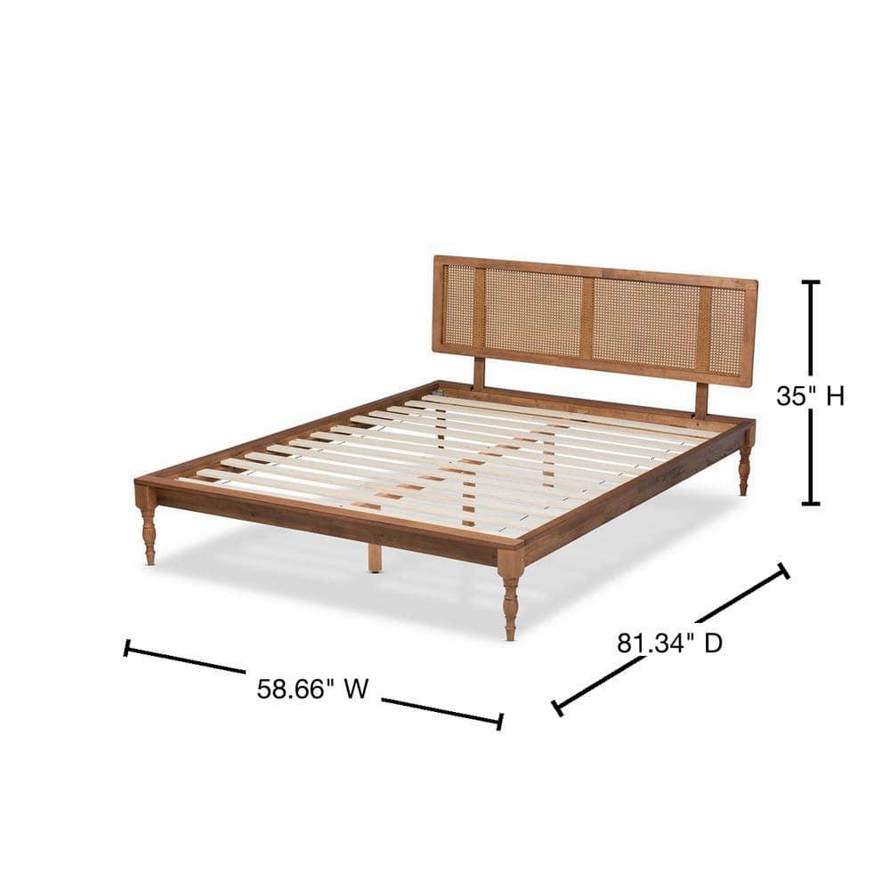 Full Romy Wood Platform Bed Ash Walnut - Baxton Studio: Rubberwood & MDF Frame, No Box Spring Needed