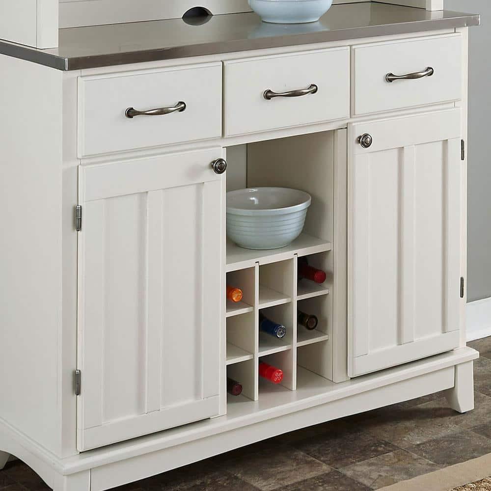 36.25" Sideboard Buffet Servers with Stainless Top Off White - Home Styles: Kitchen Hutch, Buffet Table
